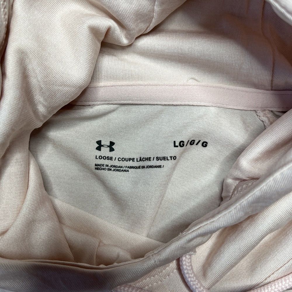 Under Armour Hoodie Womens Large Drawstring Pullover Sweatshirt Pink Long Sleeve - Picture 6 of 11